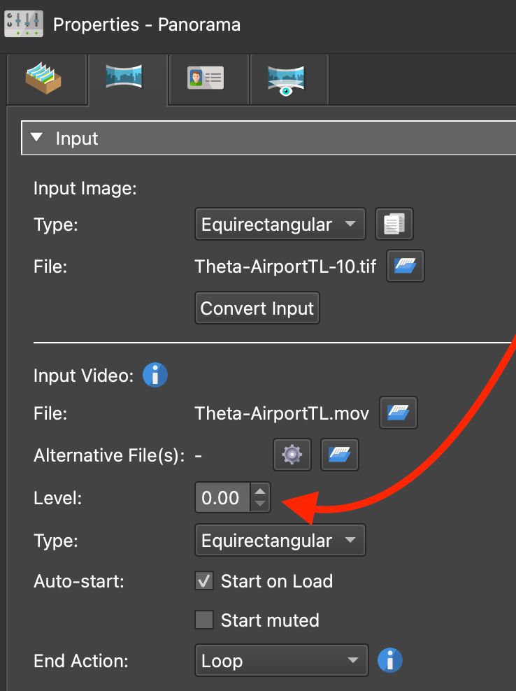 Video Panorama level set to zero.
