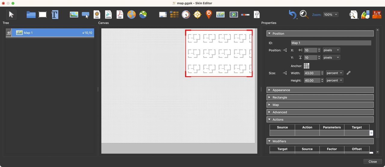 The map element added to the skin.