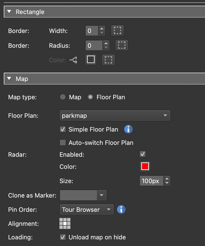 Floor plan settings used for the map image in the Skin Editor.