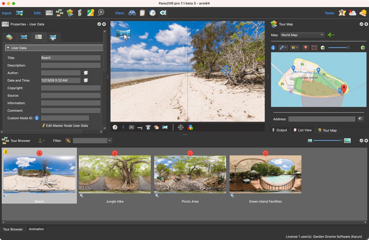 Import and link the images to create a tour.