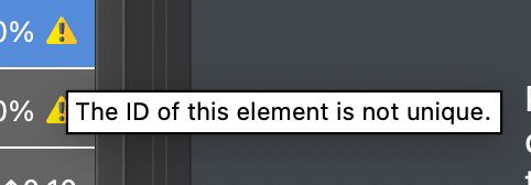 Warning symbols and warning message.