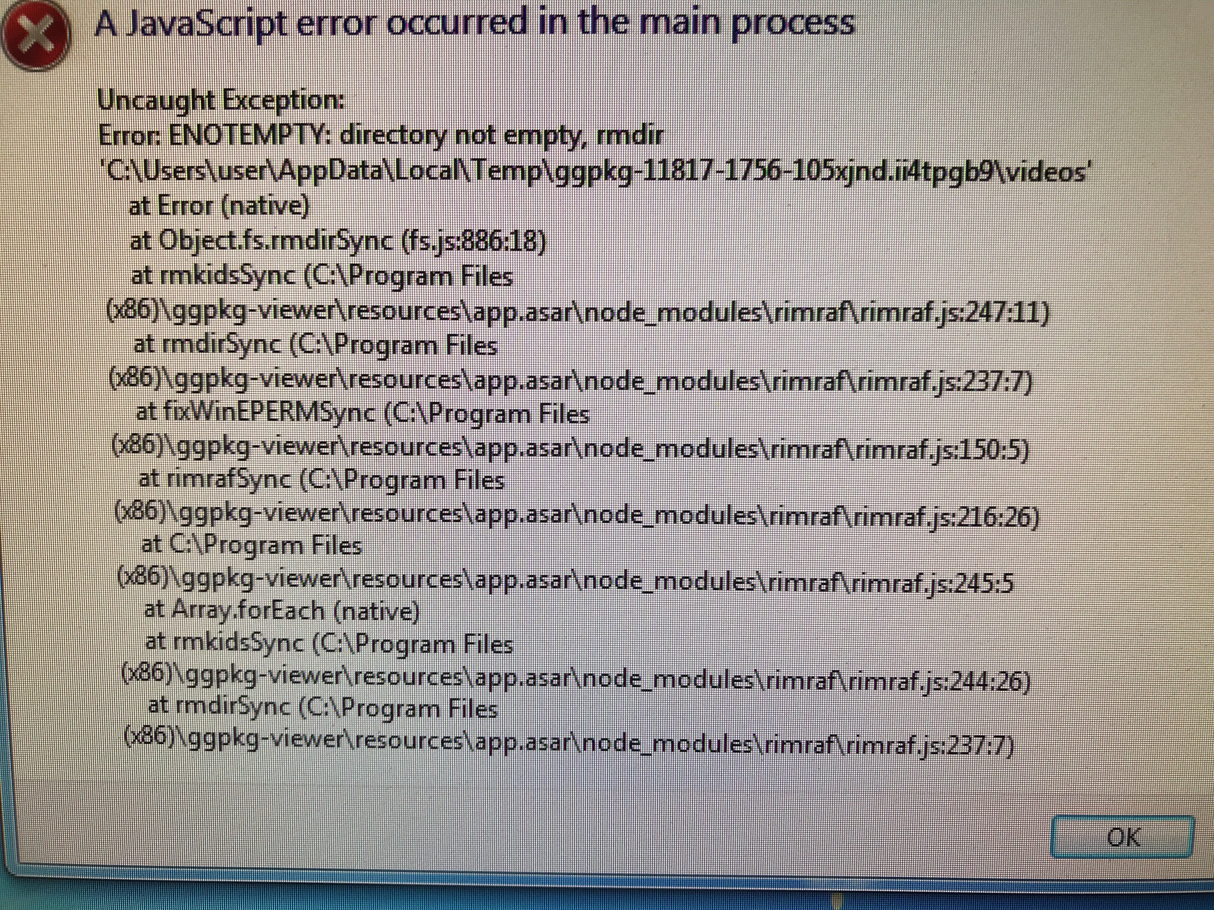 java script errors produced after using a Package Viewer.