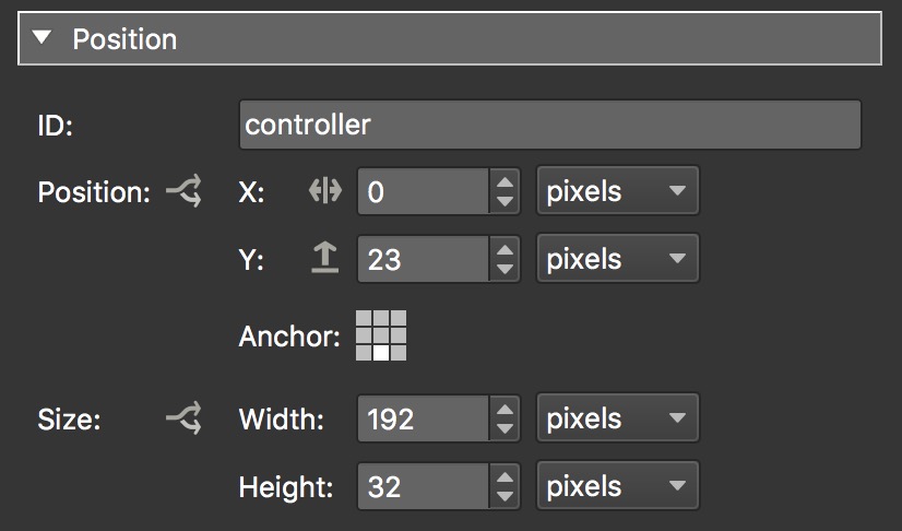 Position Settings for Container in Skin Editor