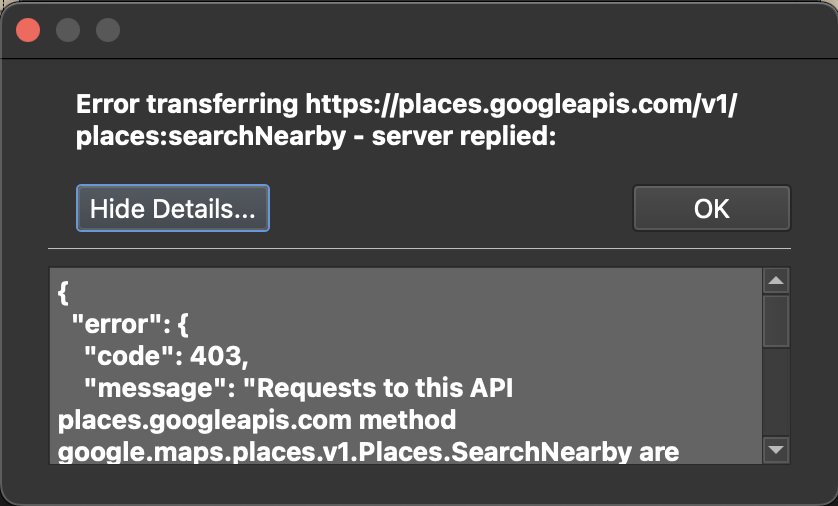 A screenshot of the error seen if the the API is not updated in Pano2VR 7.1.9.