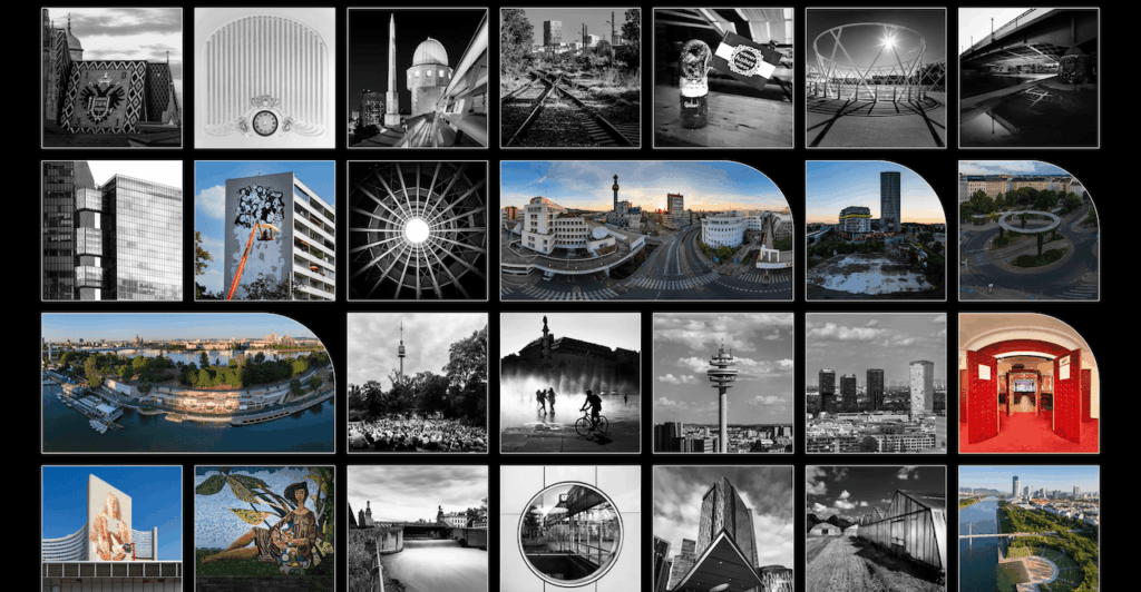 Selection of Vienna photographs from the Wien52 project, showing everyday scenes across the city.