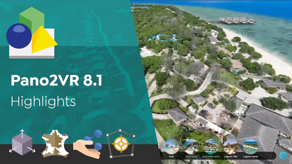 Pano2VR 8.1 thumbnail for a video highlighting features.
