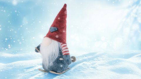 Winter Gnome on Skis